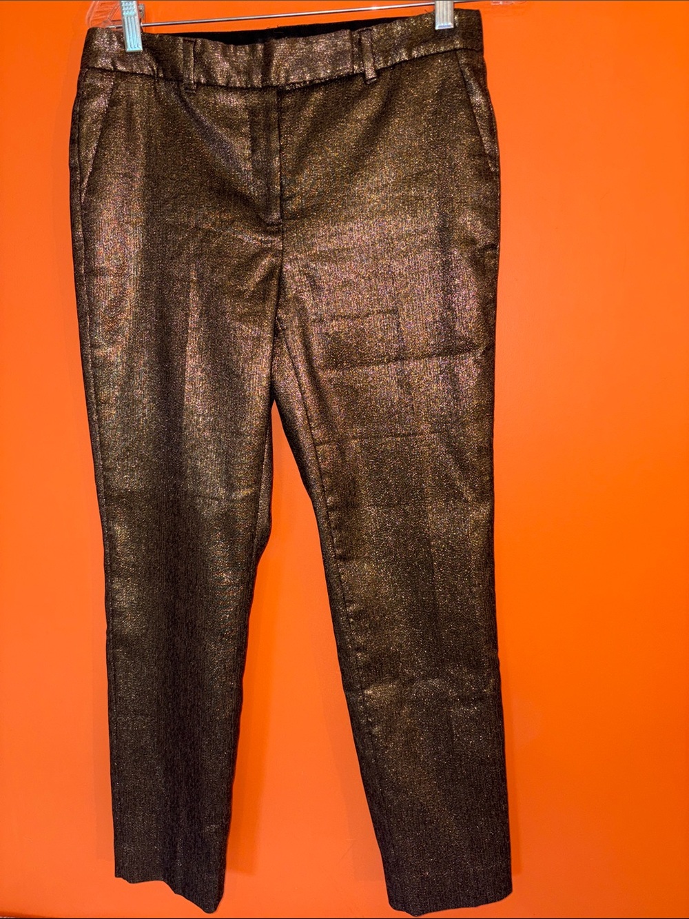 White House Black Market Shimmer Dress Pants in Bronze/Gold/Black Size 4